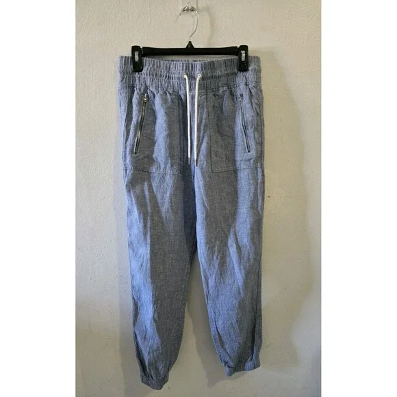 Athleta Women's Cabo Chambray Linen Jogger Pant Size 4 Blue - Picture 2 of 11